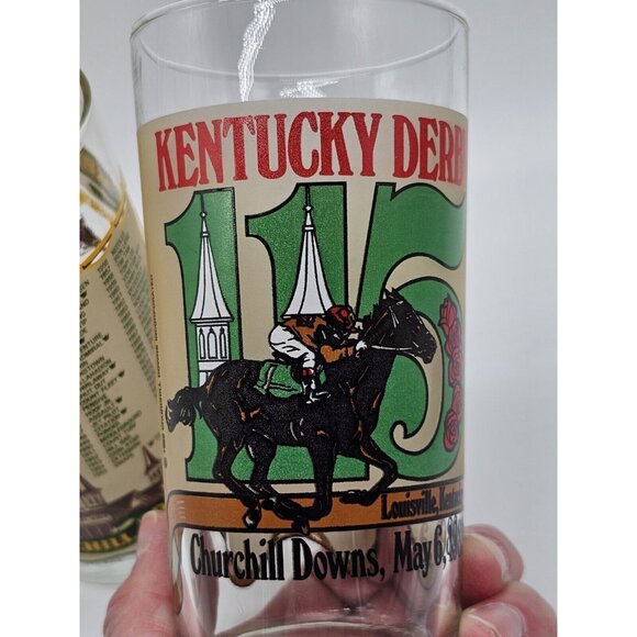 Vintage Kentucky Derby 1980's Glasses Equestrian Horse Barware - Picture 4 of 12